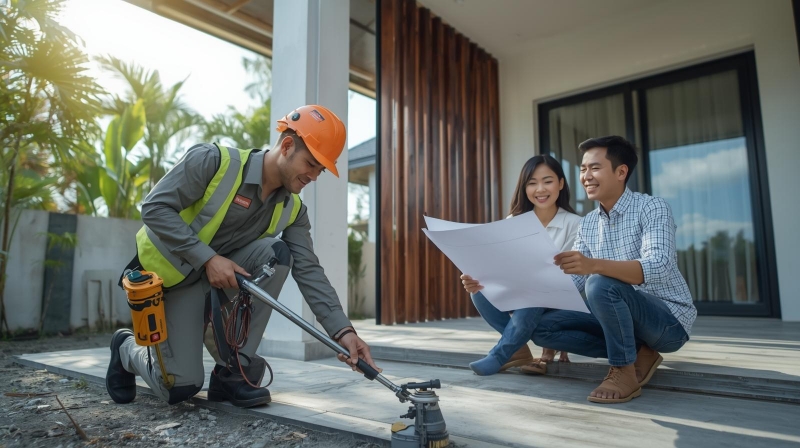 Proses pencegahan rayap rumah pada tahap pra-konstruksi untuk membangun hunian tahan lama.